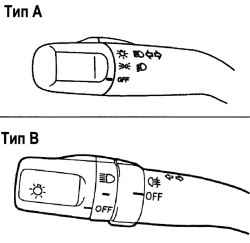 Переключатели света (типы А и В)